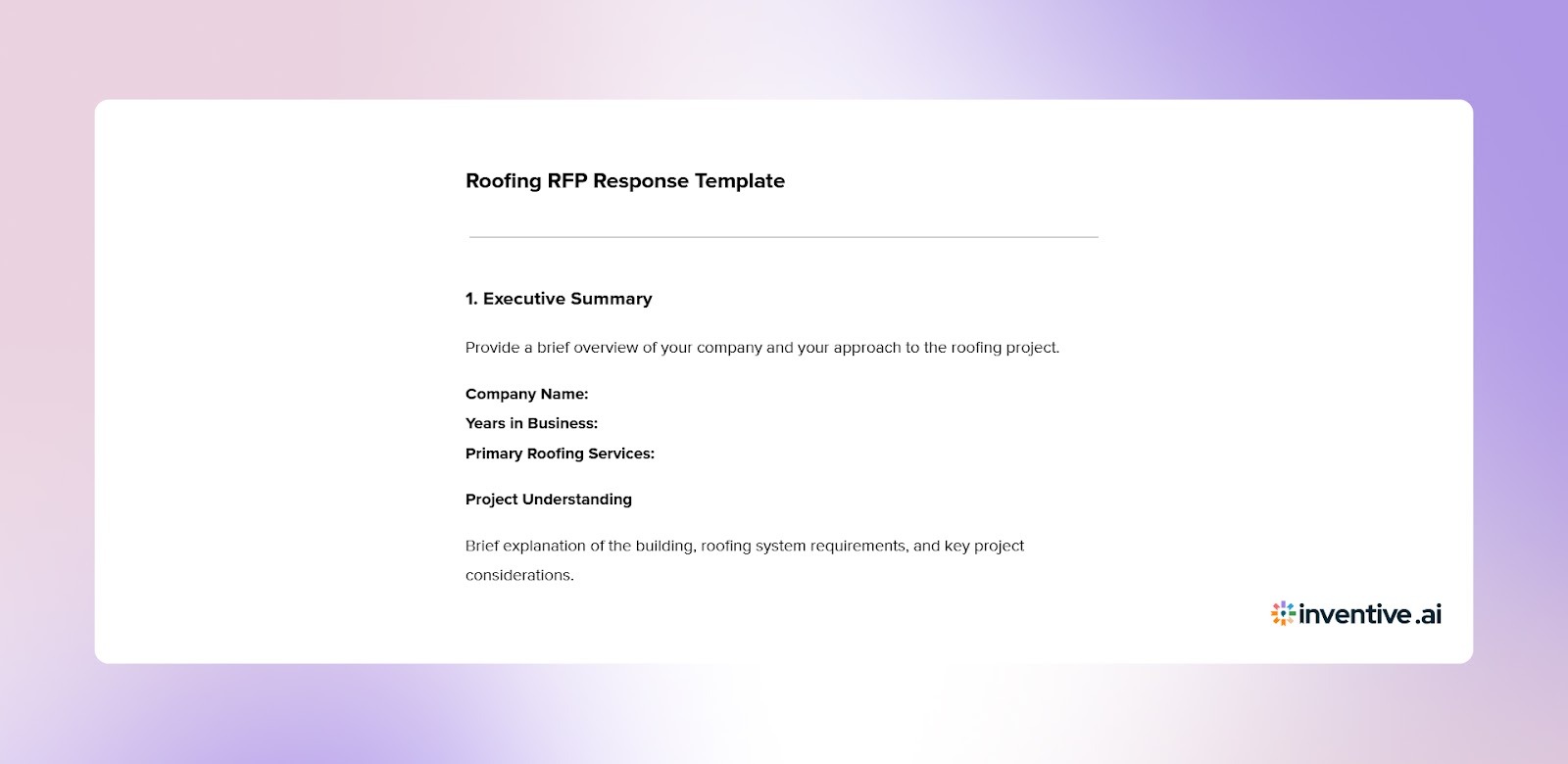 Roofing RFP Response Template for Contractors