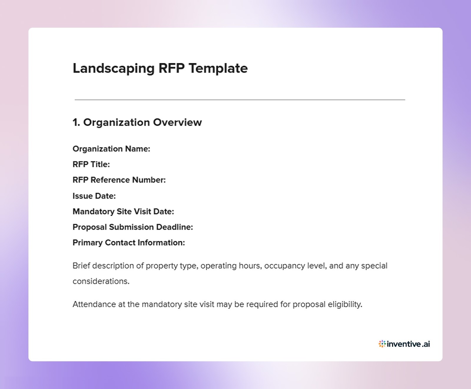 Professional Landscaping RFP Template for Commercial Properties