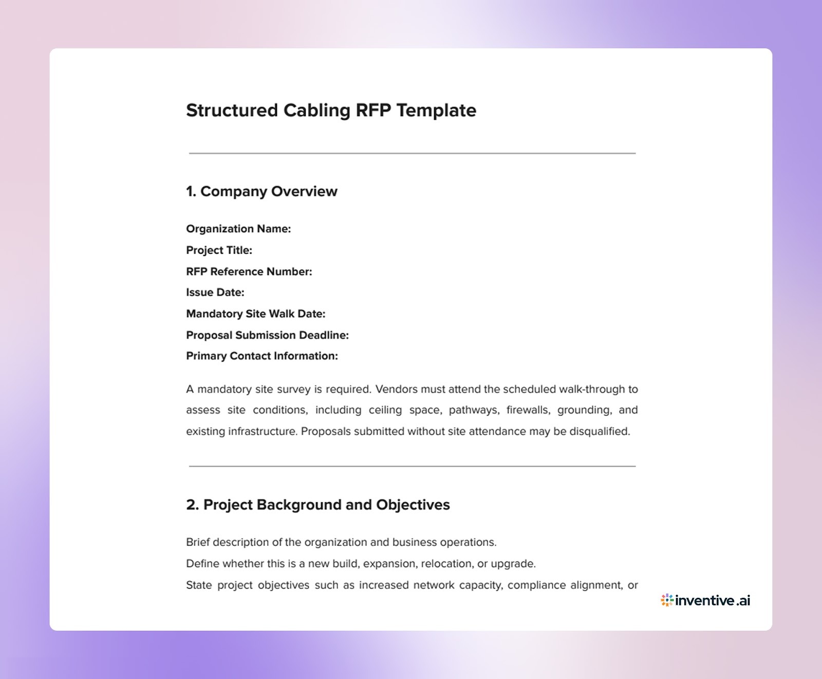 Structured Cabling RFP Response Template That Wins Evaluator Confidence