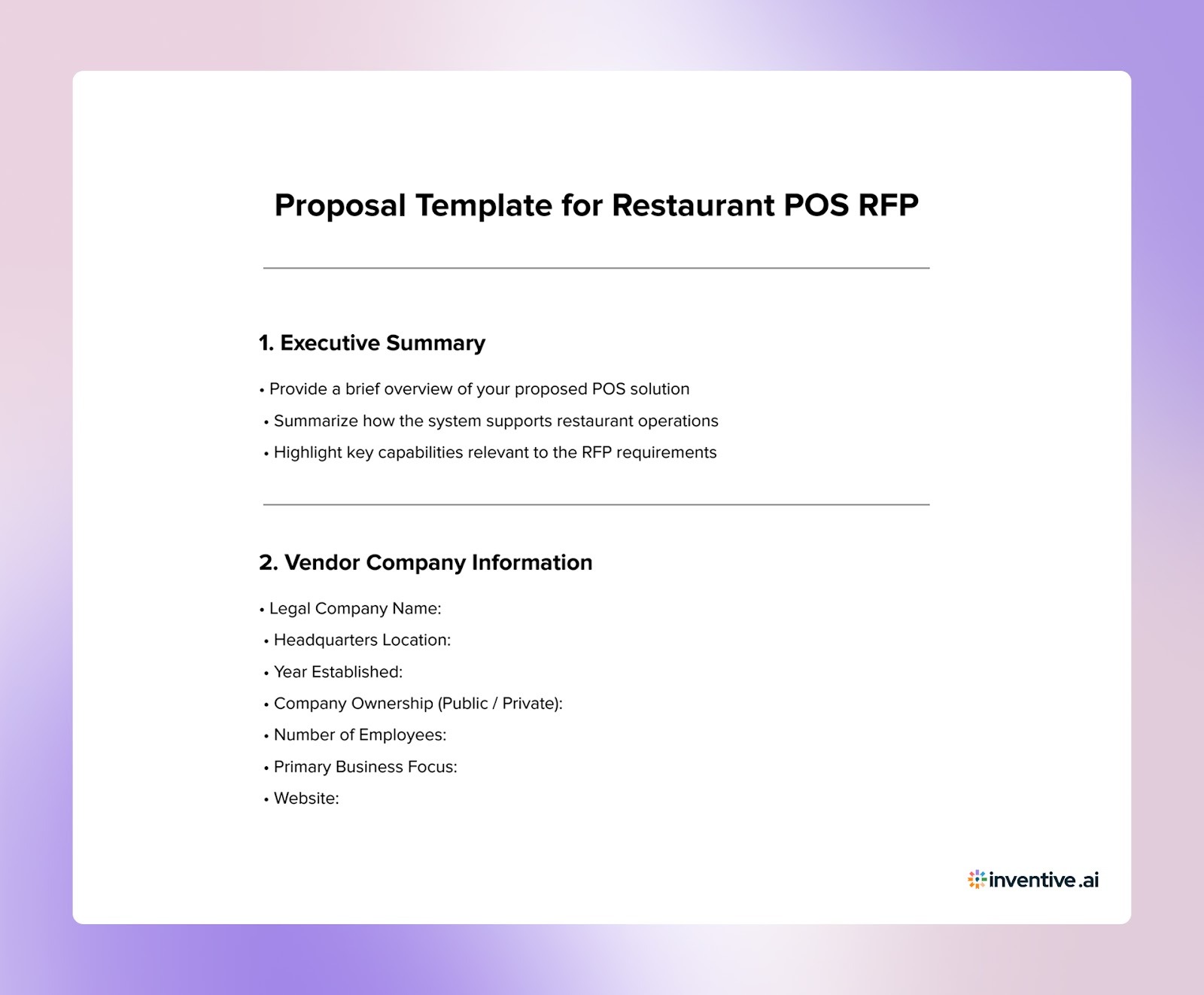 Build Strong Restaurant POS RFP Responses with This Proposal Template