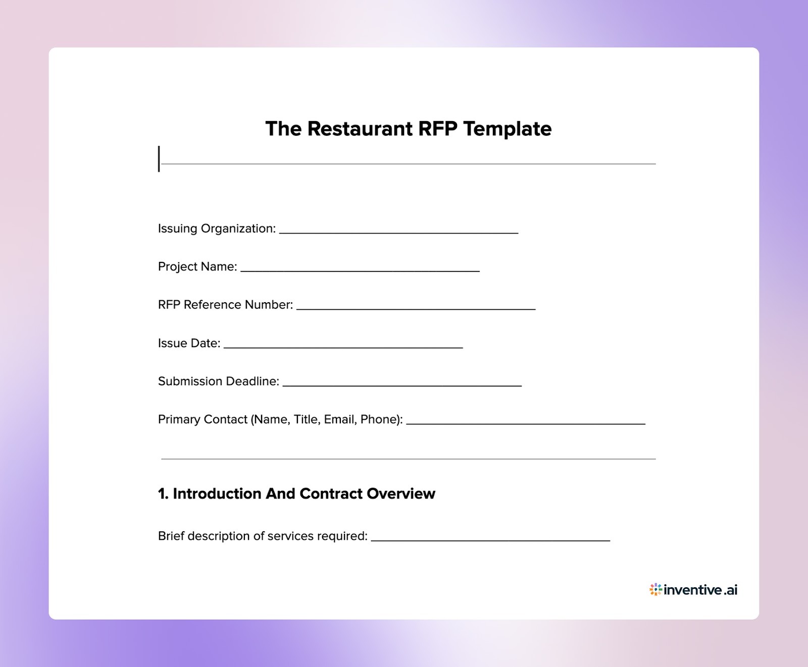 Download Restaurant RFP Template: Strengthen Restaurant Vendor Selection