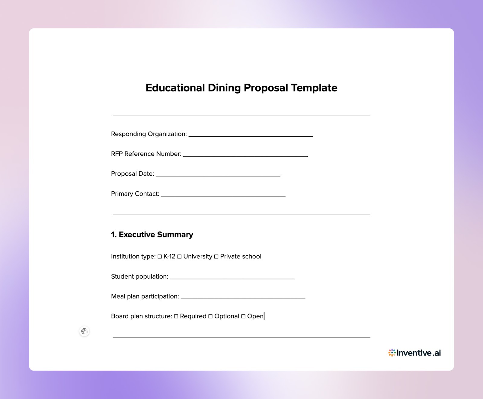 Education Dining Proposal