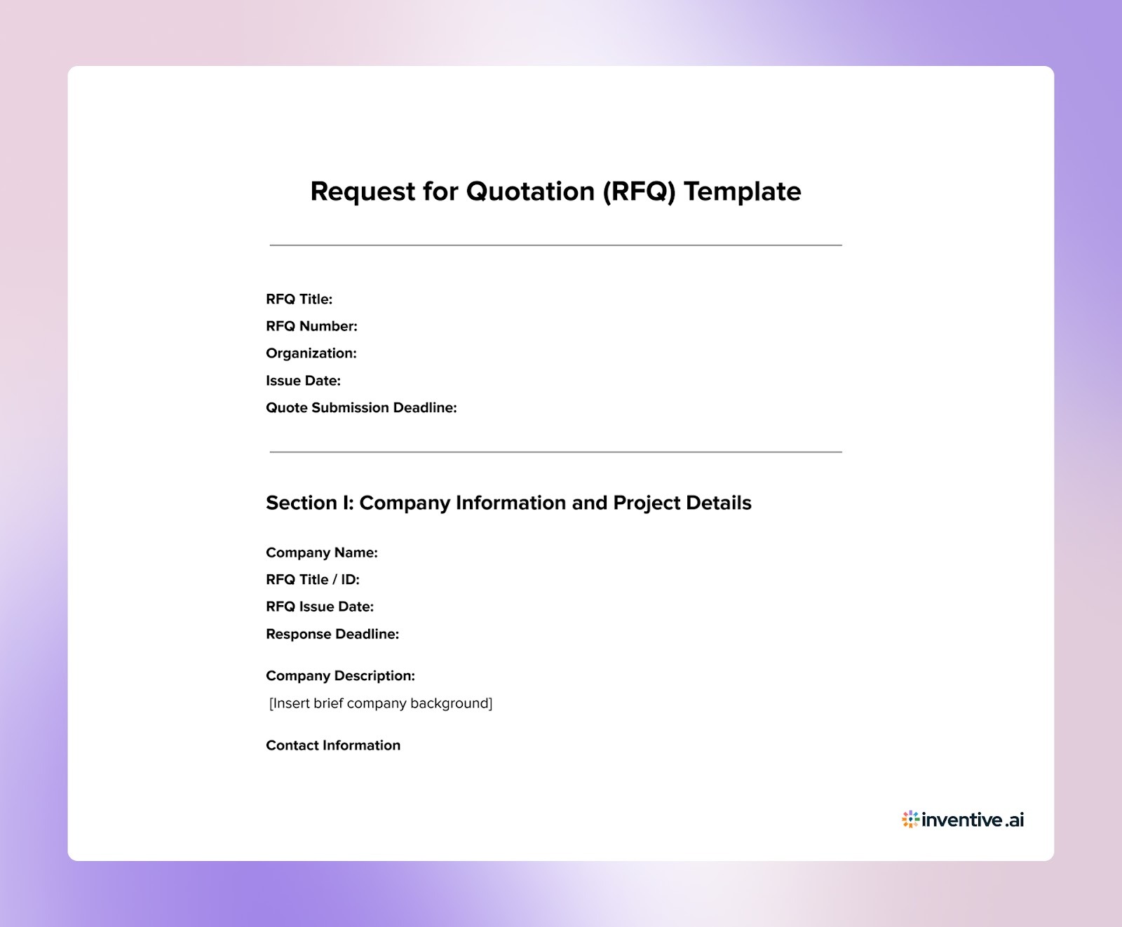 RFQ Templates to Collect Comparable Supplier Pricing Quotes
