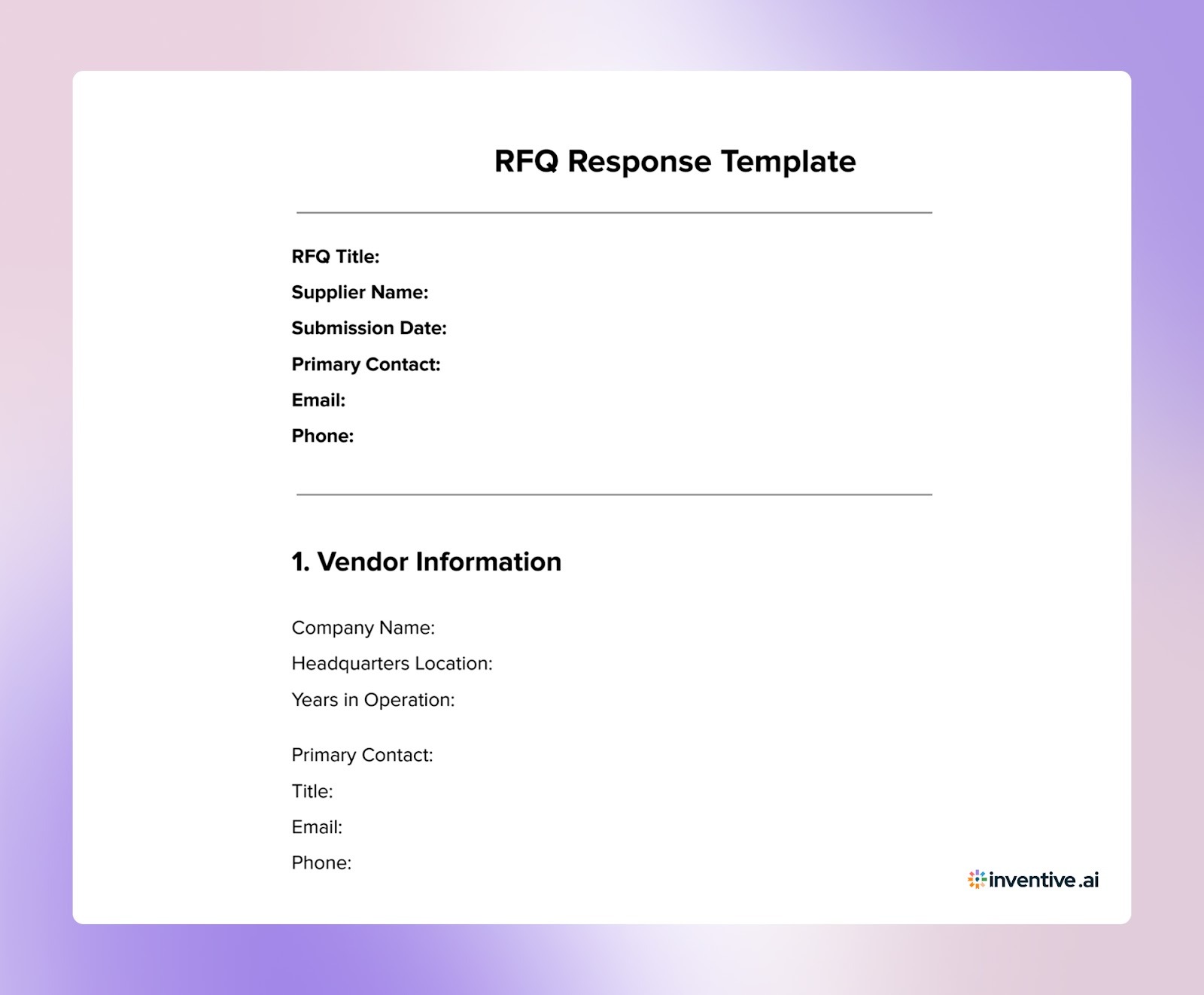 RFQ Response Templates to Submit Structured Supplier Quotes