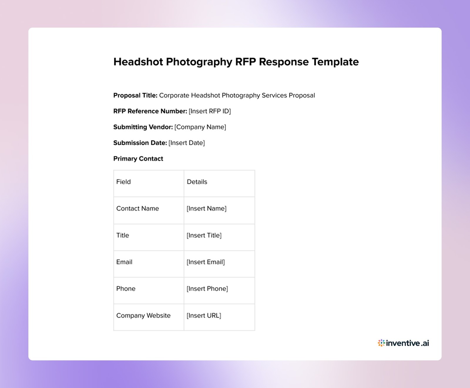 Prepare Clear Photography Proposals With a Response Template
