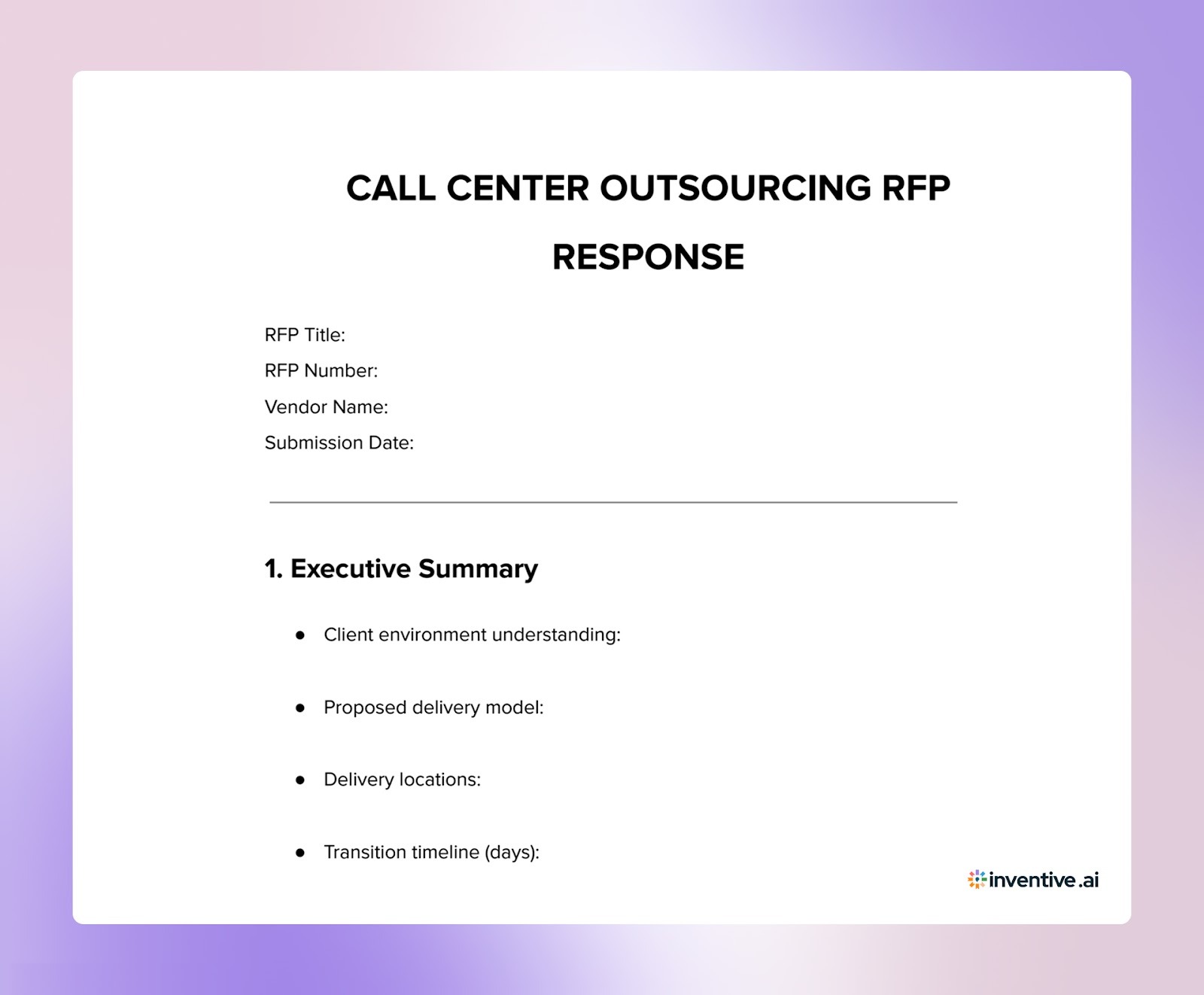 Win Shortlists With A Structured Call Center RFP Response Template