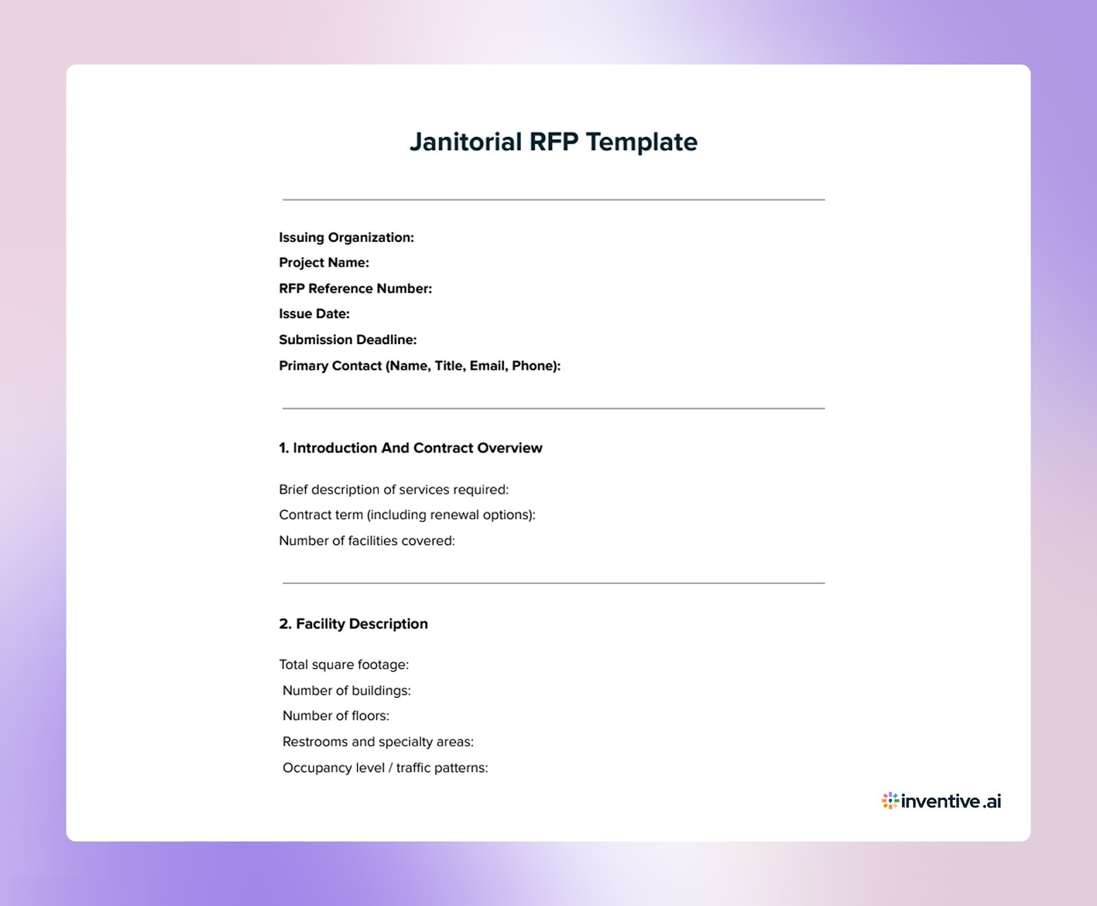 Janitorial RFP Template With Example And Key Sections