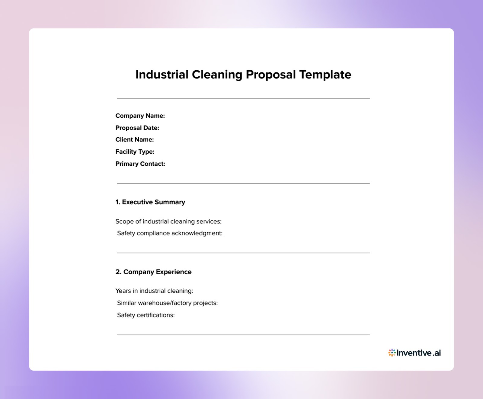 Industrial Janitorial Proposal
