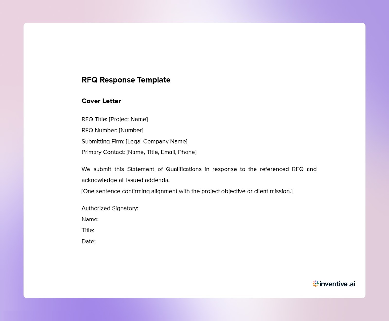 RFQ Response Template That Reviewers Can Score Quickly