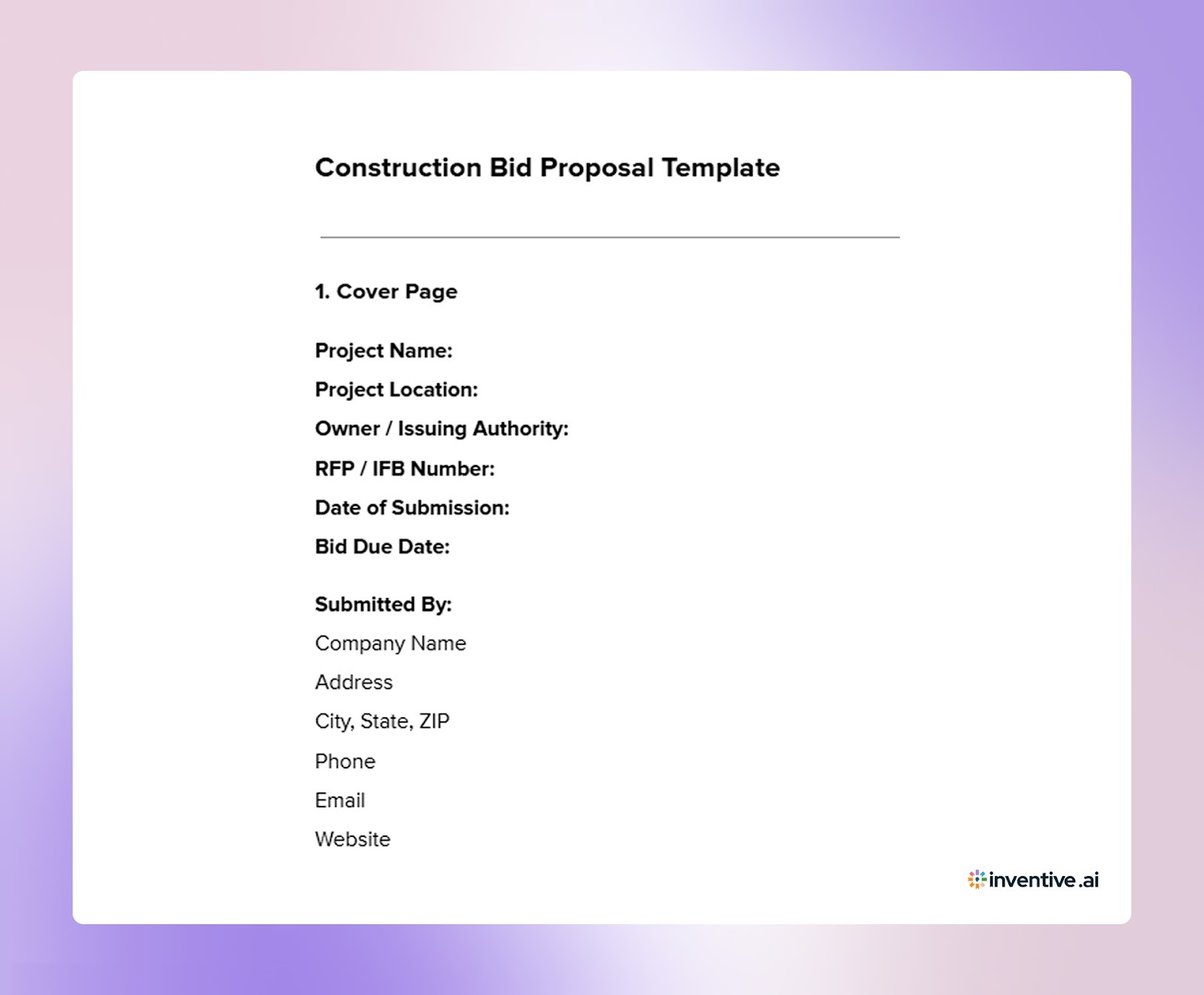 Construction Bid Proposal Template