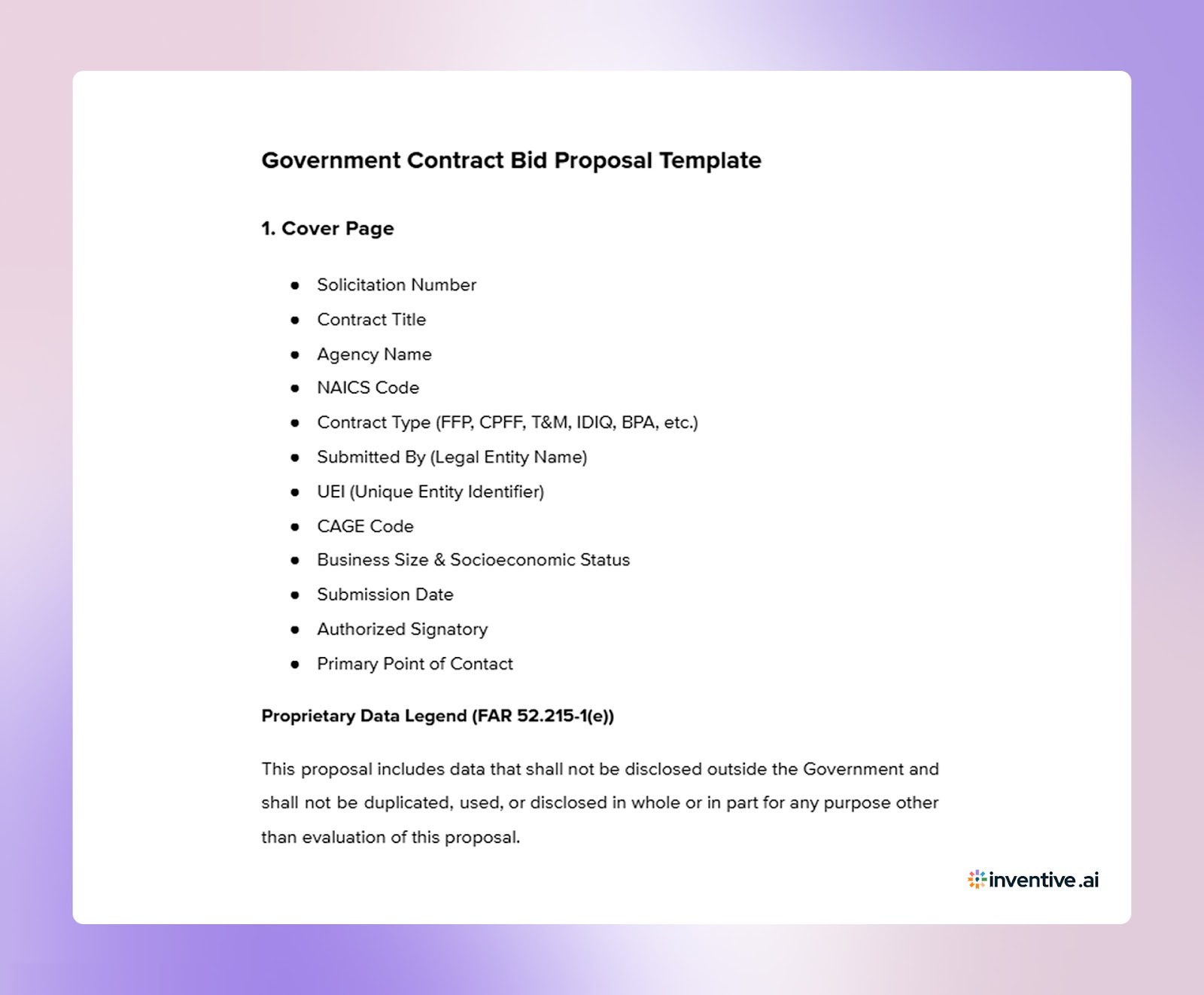 Government Contract Bid Proposal Template