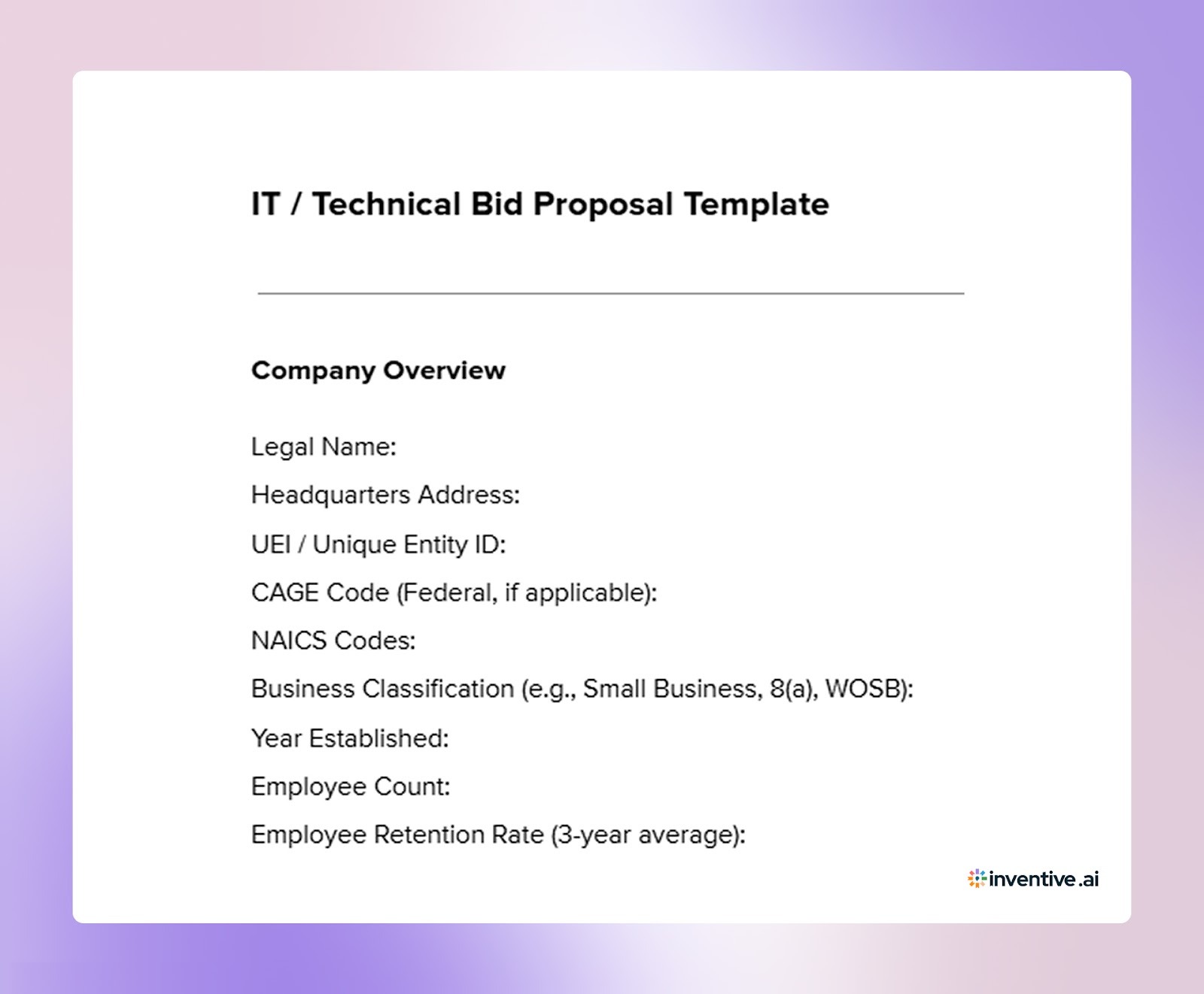 IT / Technical Bid Proposal Template