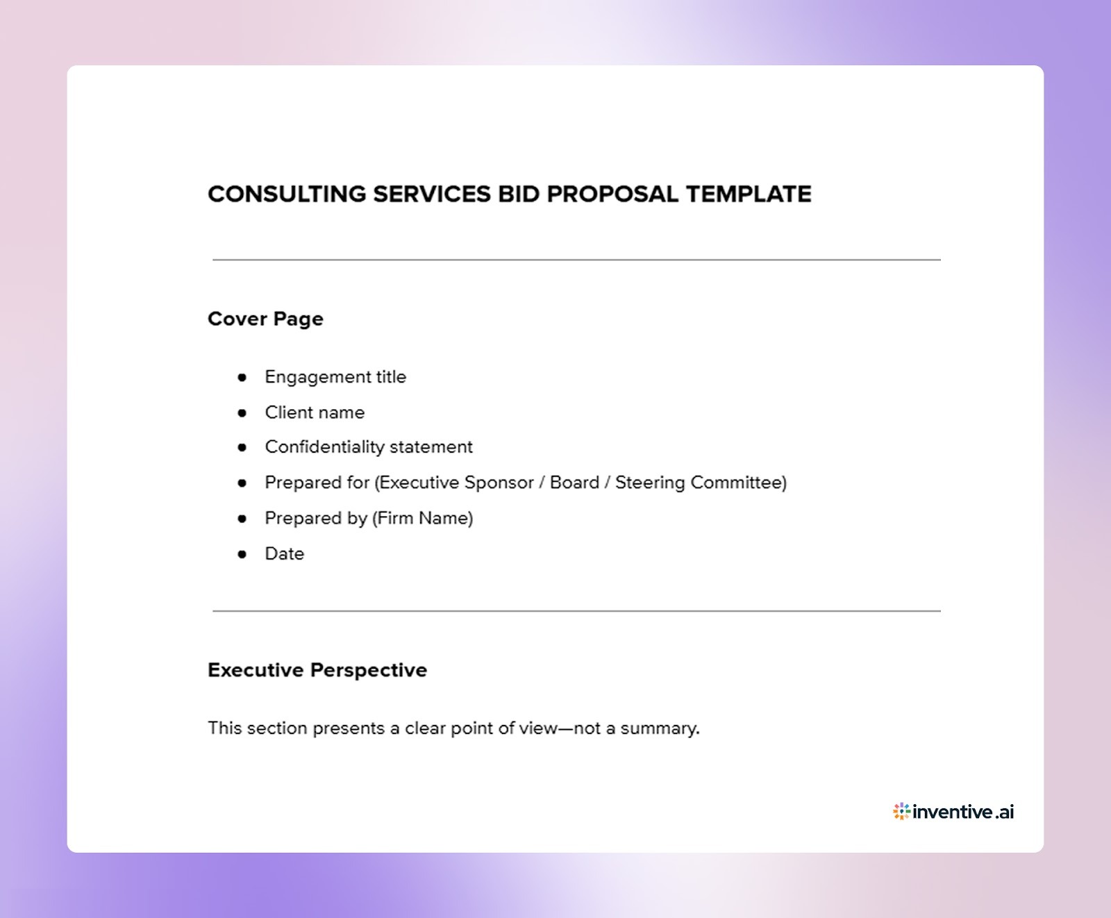 Consulting Services Bid Proposal Template