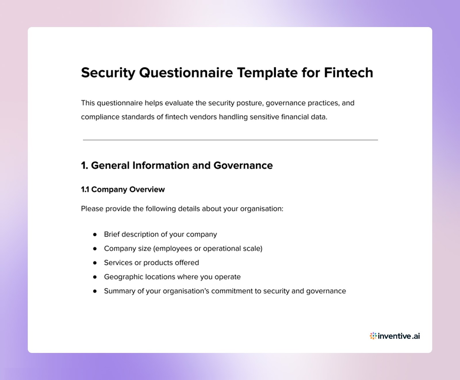 Security Questionnaire Template for Fintech: Key Questions for Evaluating Vendors