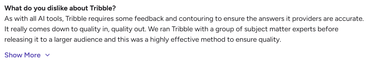 Tribble AI user review on G2