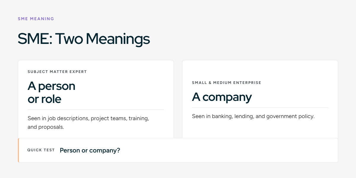 SME Meaning: Subject Matter Expert vs. Small and Medium-Sized Enterprise