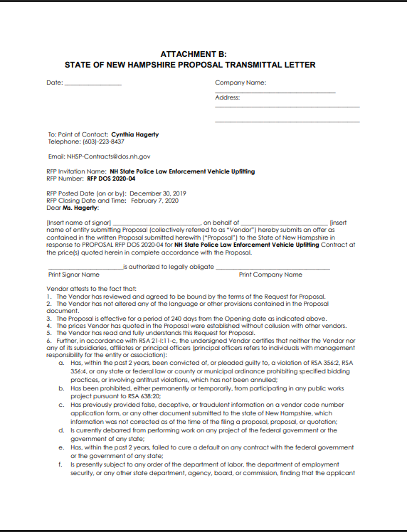 RFP cover letter examples