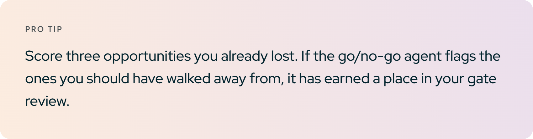Pro tip. Score three opportunities you already lost.