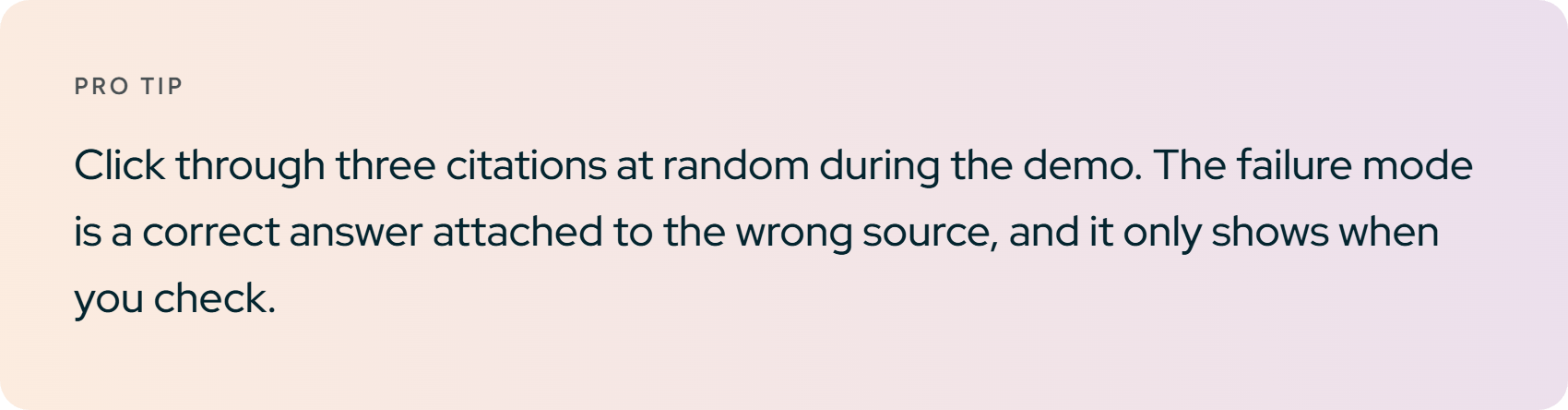 Pro tip. Click through three citations at random during the demo. 