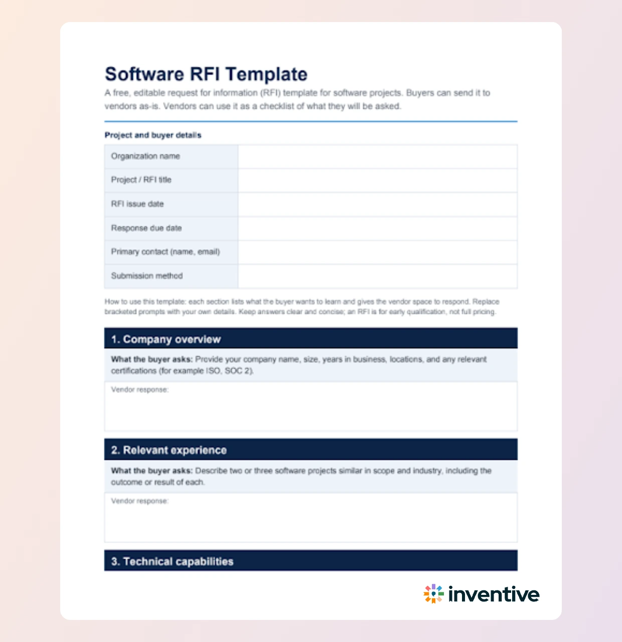 The software RFI template for buyers