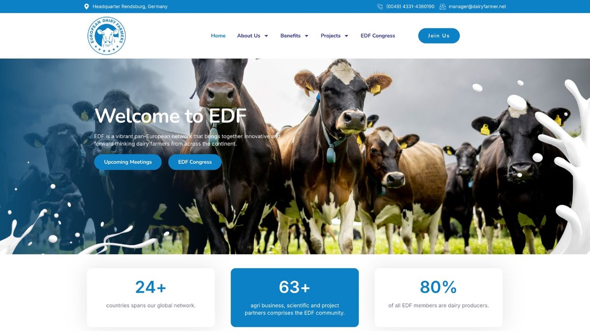 Website von European Dairy Farmers