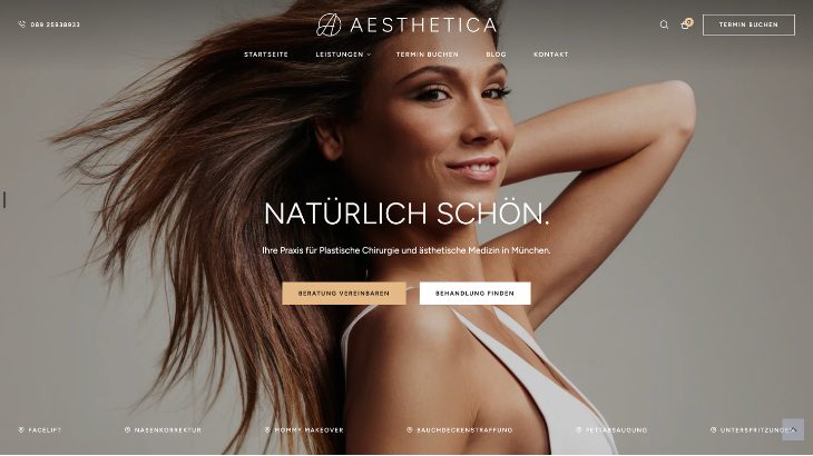 Website von Aesthetica München