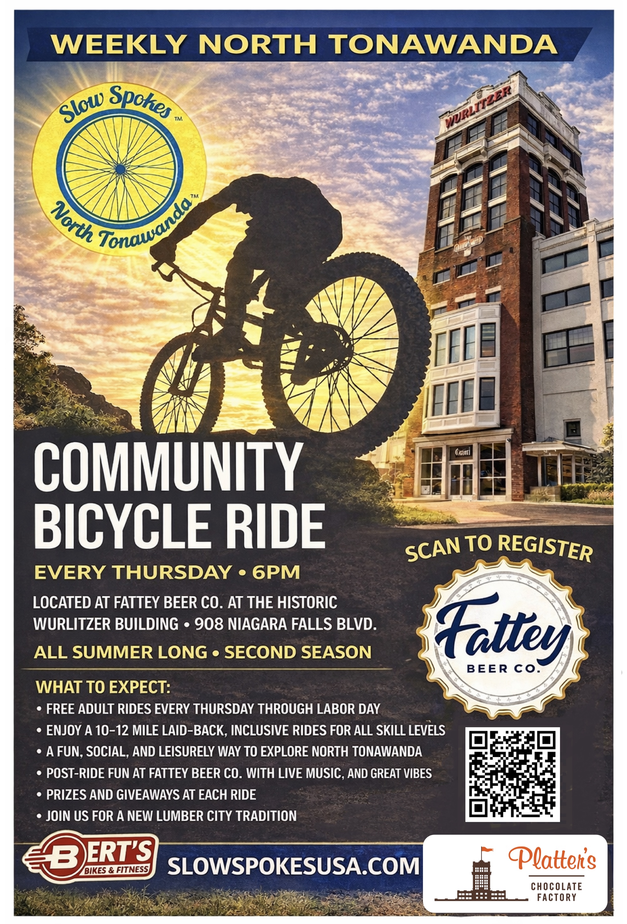 Slow Spokes is excited to roll into our second season of free weekly community bike rides in North Tonawanda.