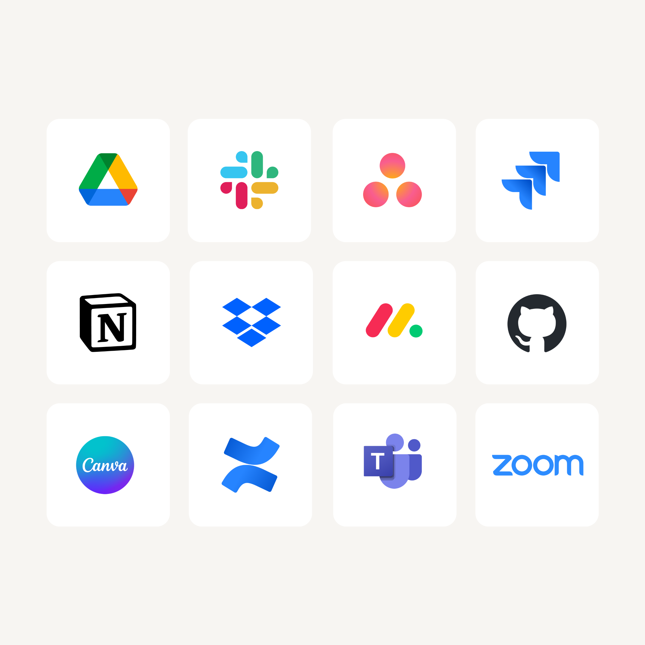 A graphic of the connected apps available to add as data sources in Dropbox Dash.