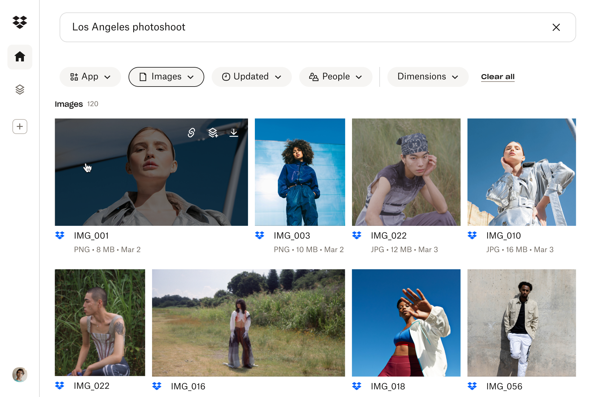 A screenshot of the Dash UI showing the universal search feature pulling up files.