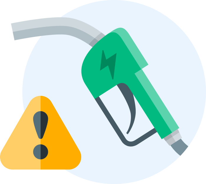 Icon of a fuel pump indicating a warning light