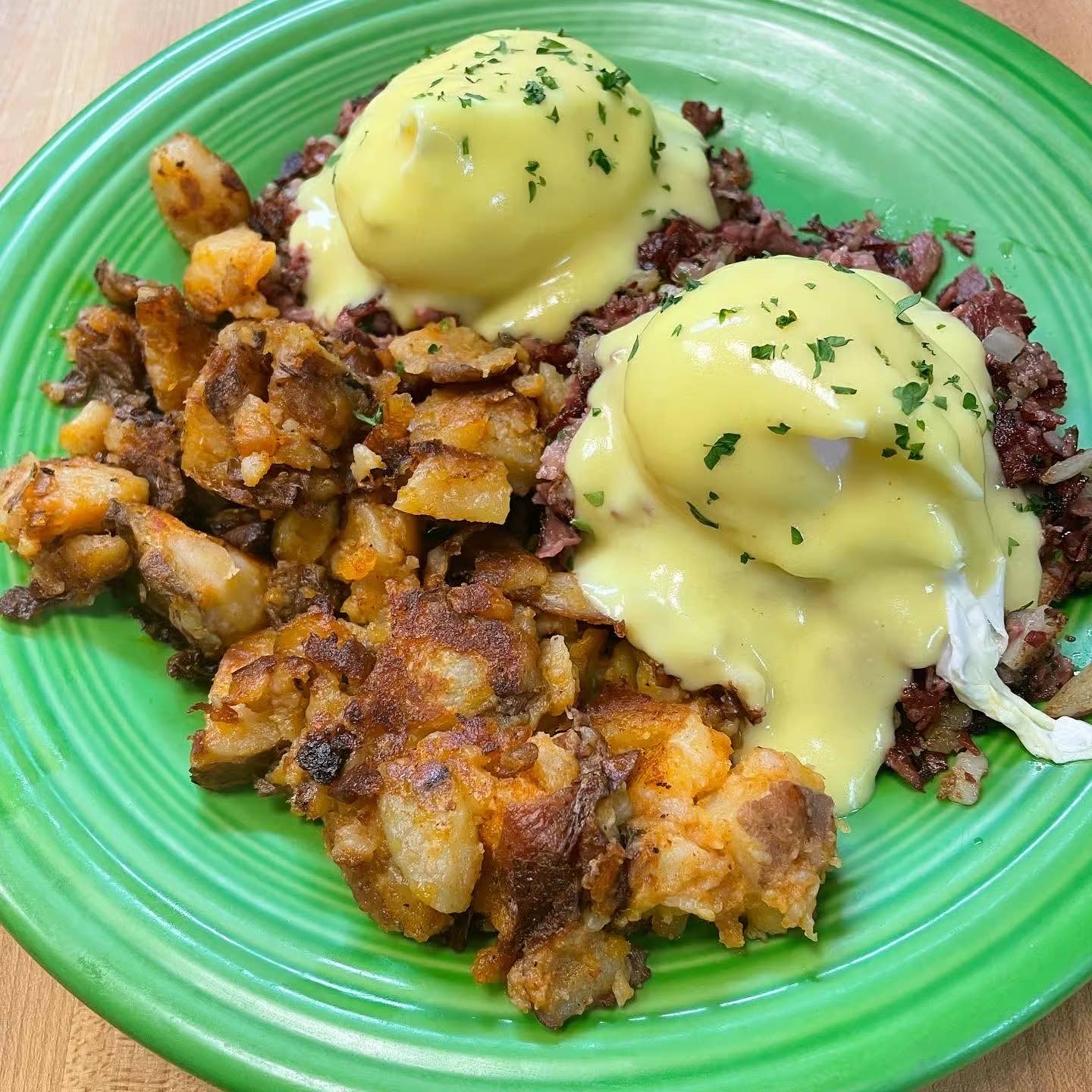 Benedictine Eggs with potatoes