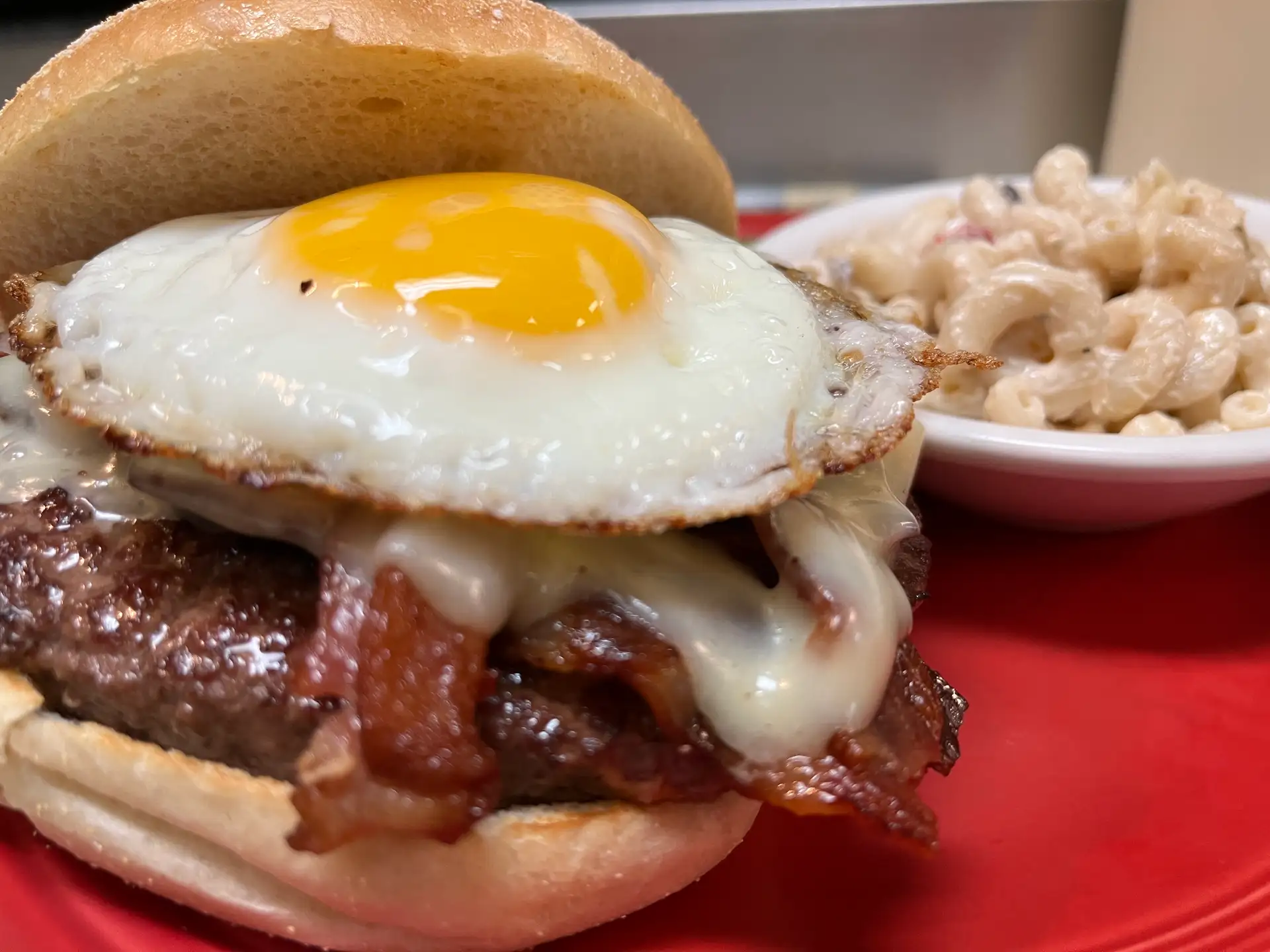burger with an egg
