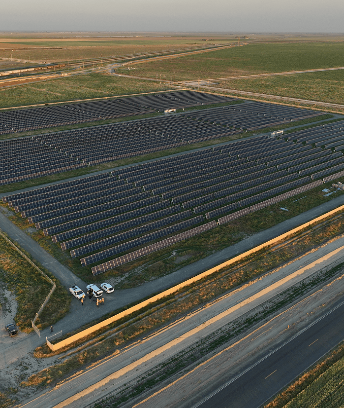 Solar panels in a field