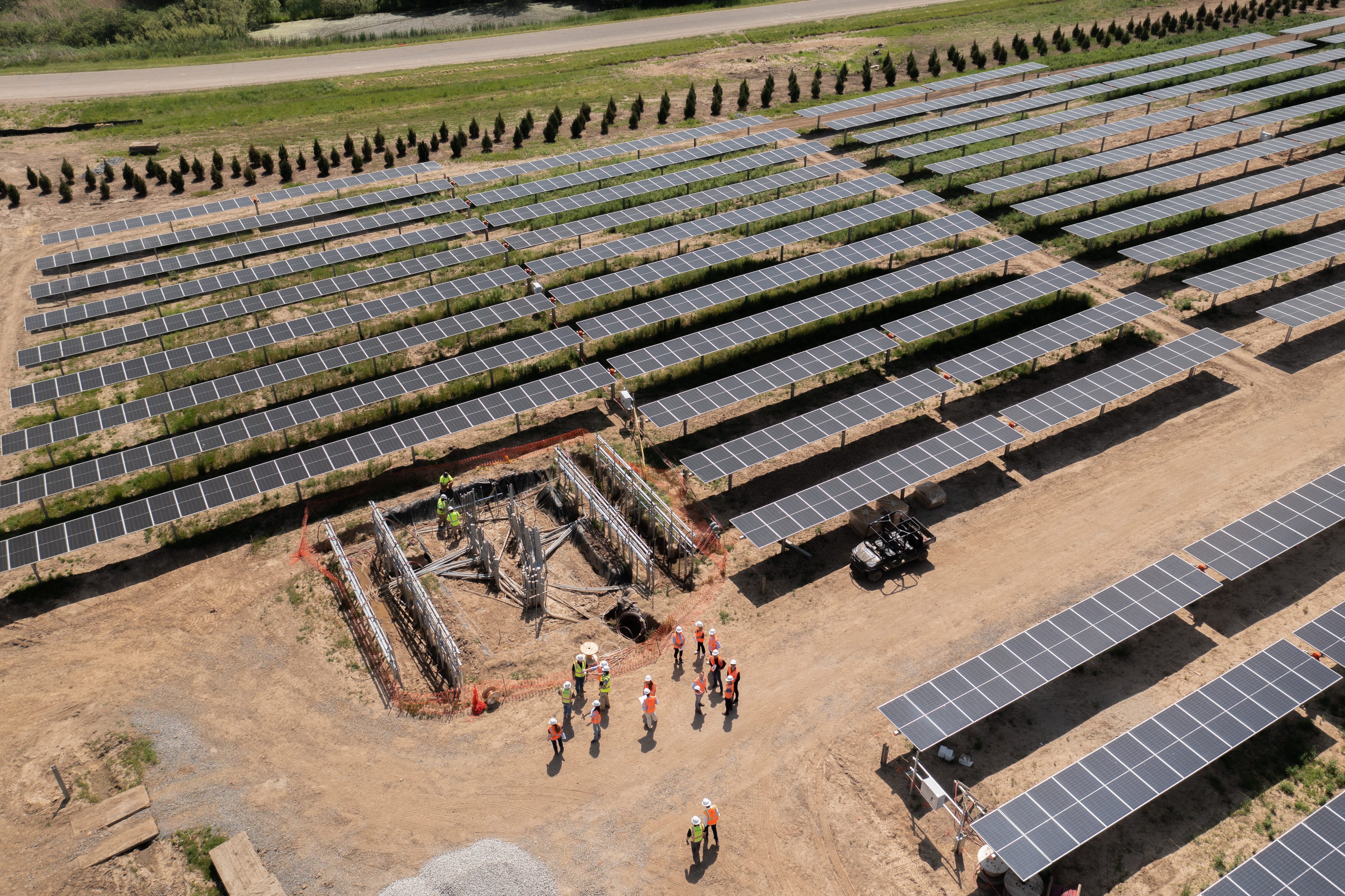 Solar panels in a field
