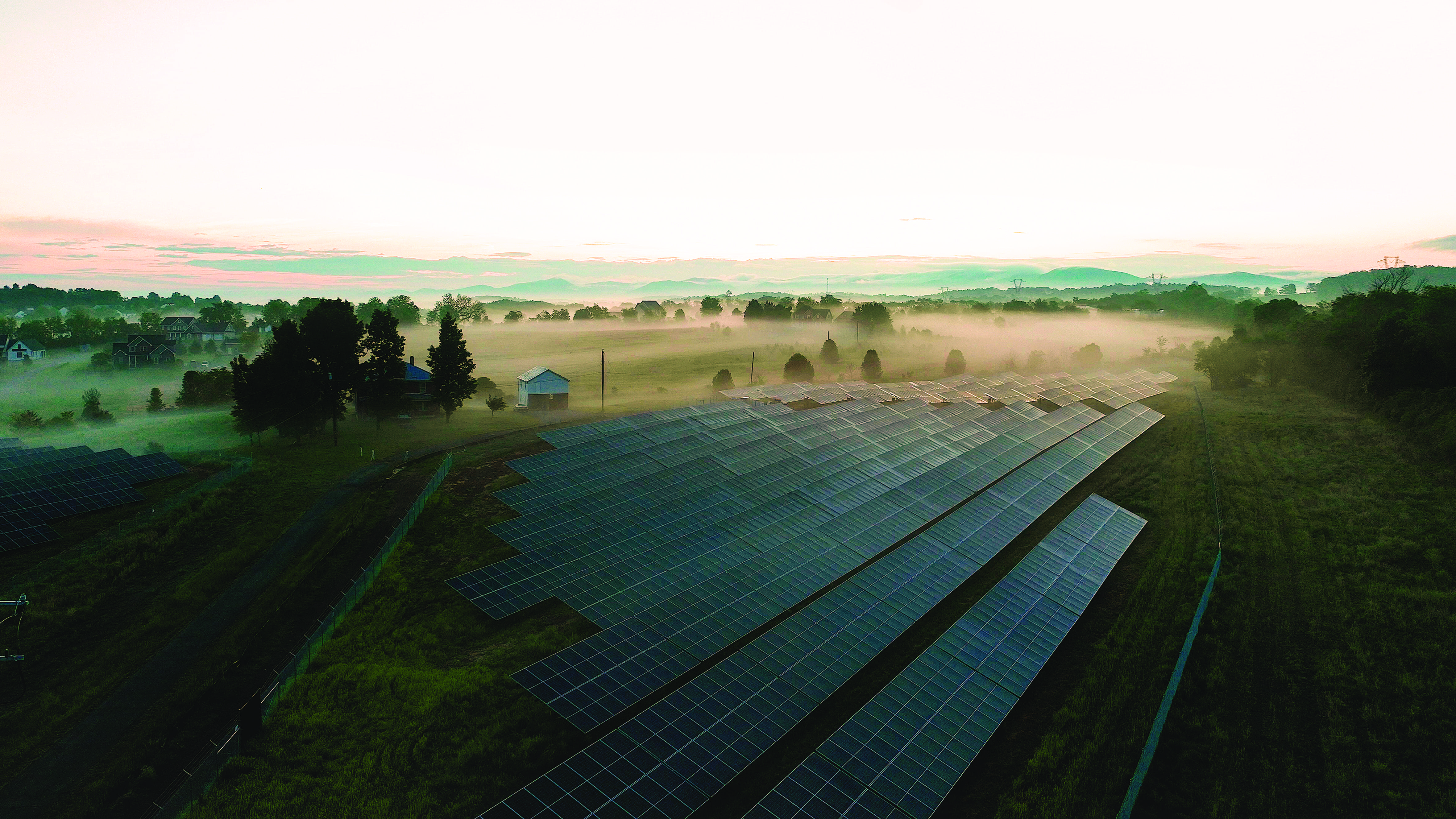 Solar panels in a field