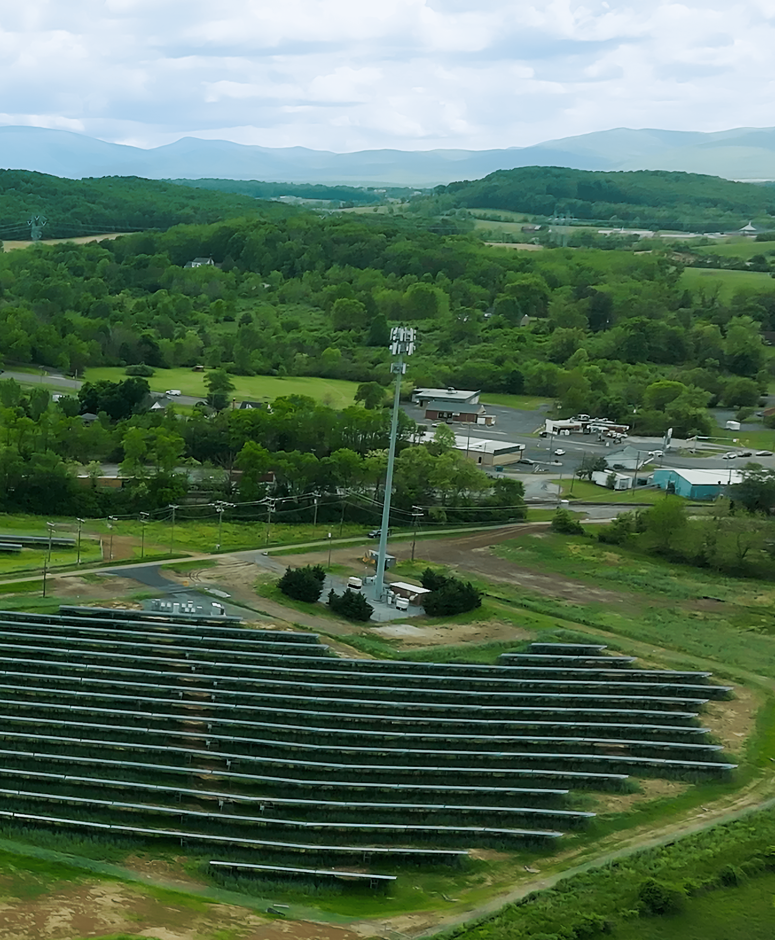 Solar panels in a field