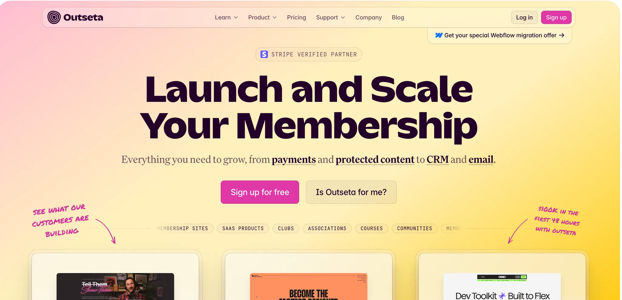 outseta website screenshot