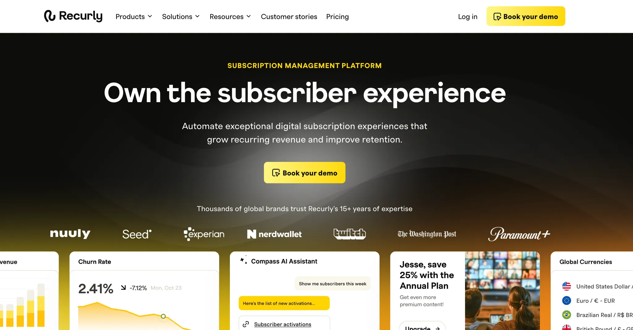recurly website screenshot
