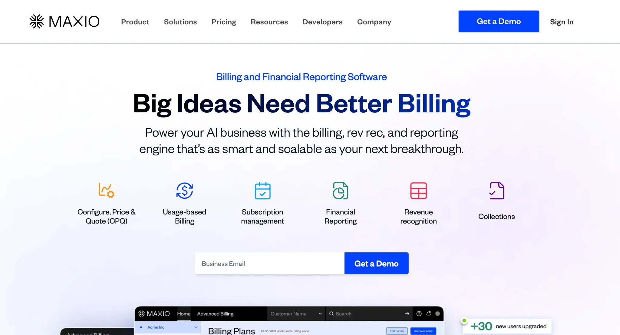 Maxio website screenshot