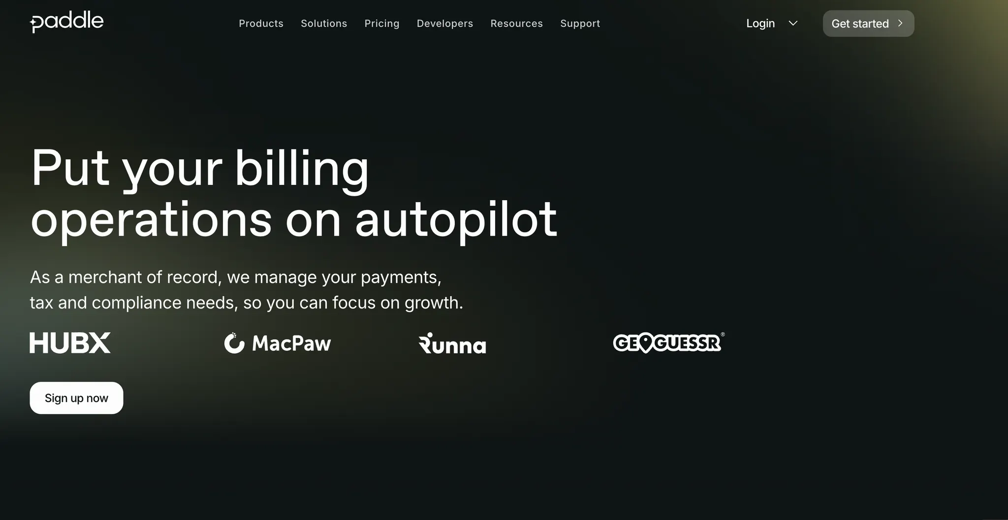 Paddle website screenshot