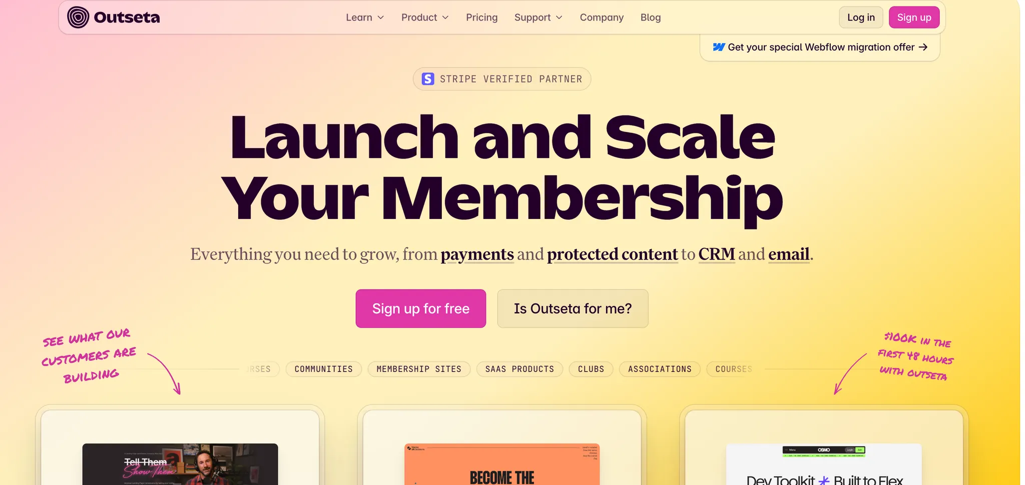 Outseta website screenshot