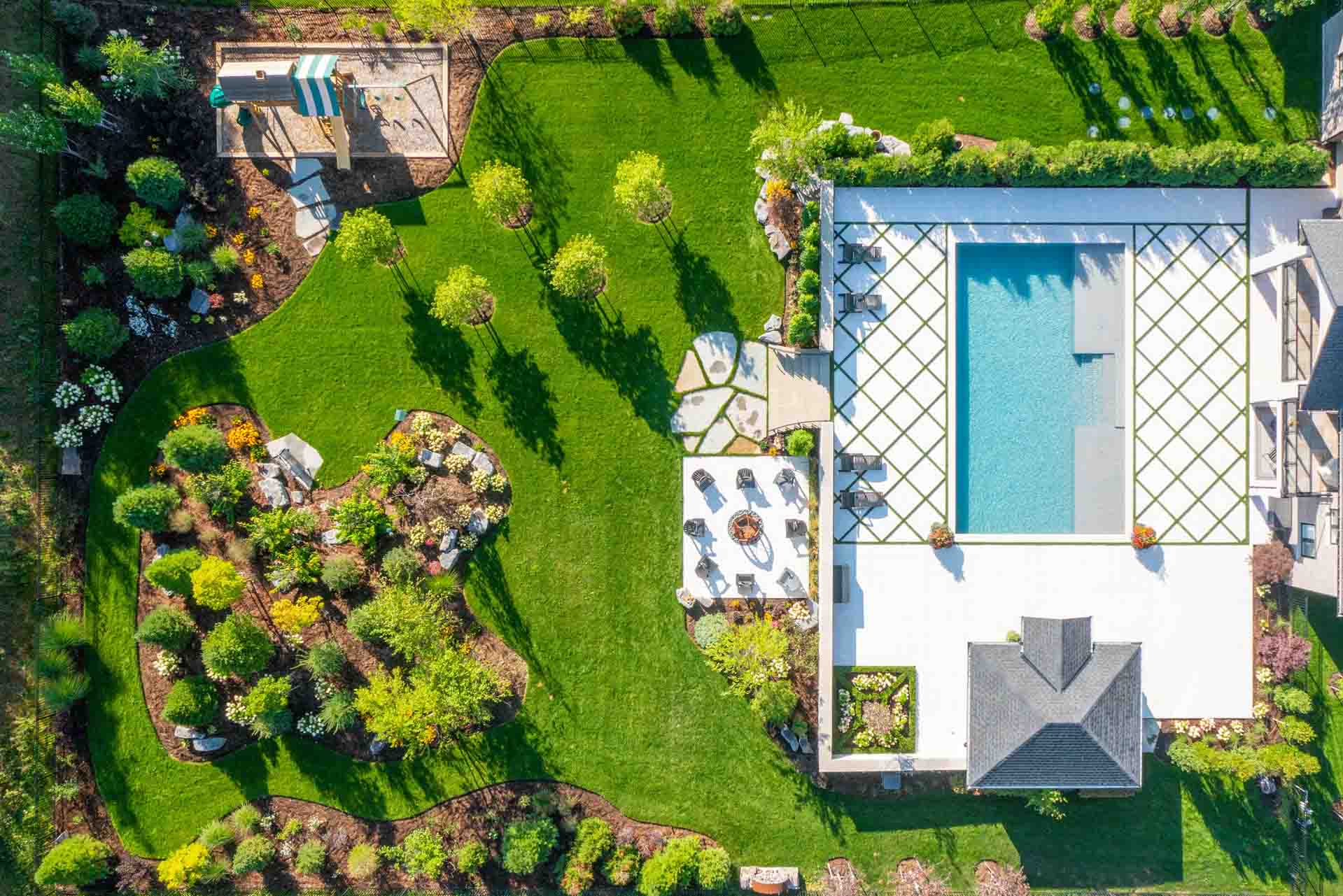 Backyard pool landscape design and build