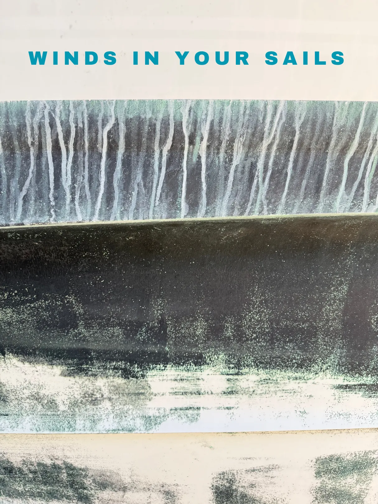 Book cover that says Winds in your Sails in caps and waterfall illustration