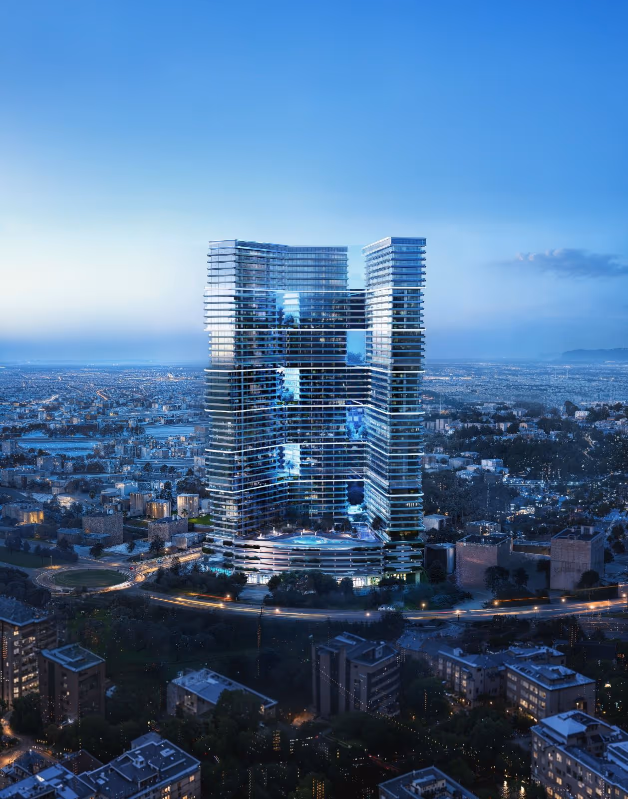 Discover Binghatti Sky Terraces – a brand-new architectural landmark rising in the heart of Motor City, Dubai. Strategically positioned with views over the renowned Autodrome, this project delivers a seamless blend of prime location, bold design, and exceptional pricing, making it the ideal investment for both investors and end-users. Binghatti Sky Terraces is more than just a development; it is a signature structure you will recognize at first glance. The tower comprises 40 residential floors with a total of 1,840 units, ranging from studios to 3-bedroom apartments. The focus on luxury is evident, featuring an imposing 6.75-meter Grand Lobby and a generous 3.75-meter floor-to-floor height. With 20 elevators, waiting times are minimized, enhancing everyday comfort.
