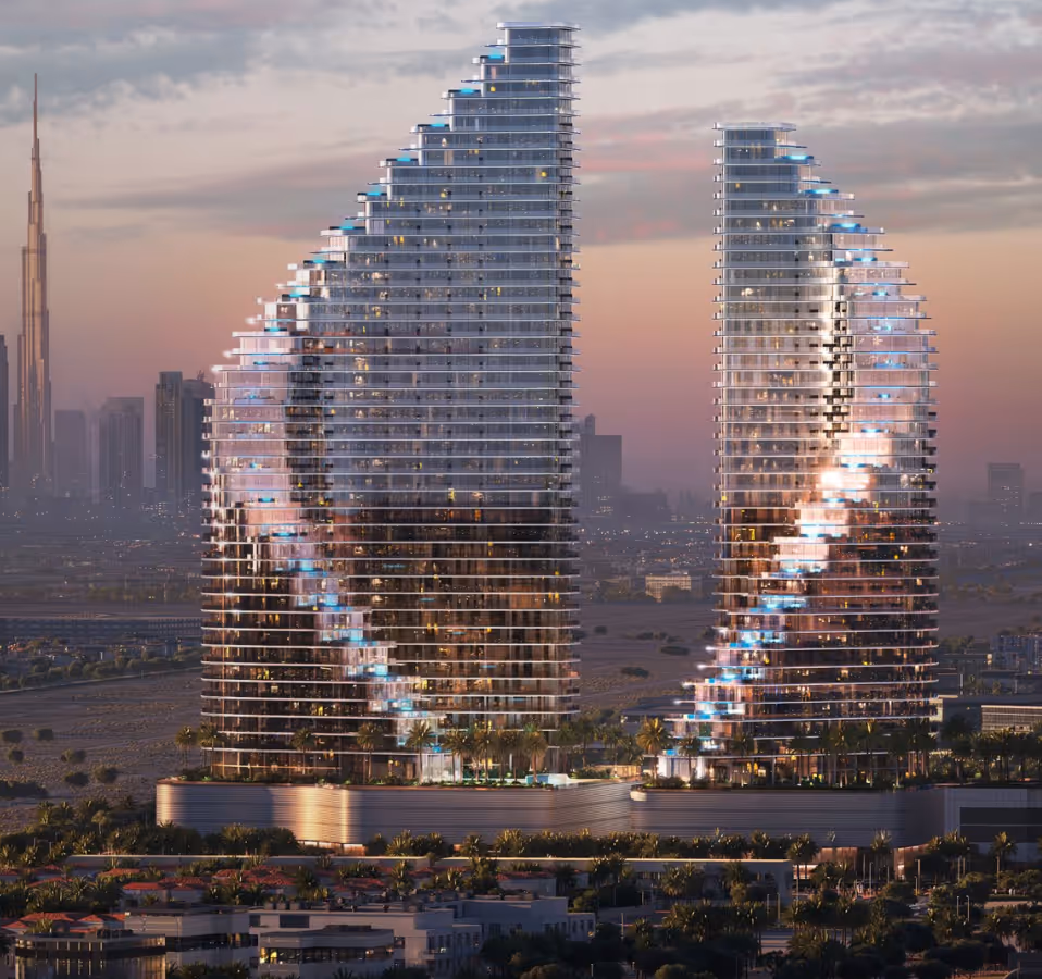 Binghatti Flare is a new development consisting of two residential towers located in Jumeirah Village Triangle (JVT), an emerging neighbourhood in Dubai with excellent connectivity and amenities. The development is designed for residents seeking modern apartments with premium finishes and practical layouts, ideal for both families and investors.