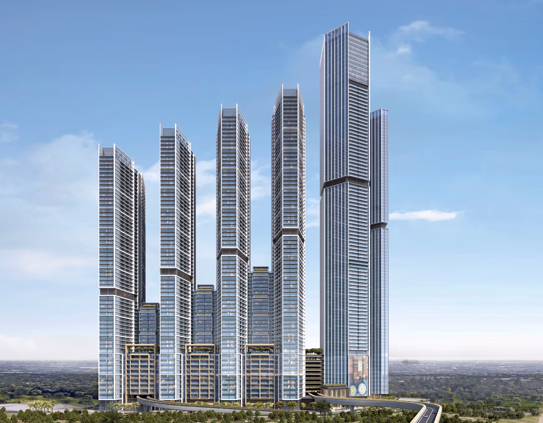 Sobha Central is a new luxury real estate development located on Sheikh Zayed Road in the heart of Dubai. The project is developed by Sobha Realty, renowned for premium finishing and innovative construction. The location offers excellent connectivity via metro and dedicated flyover connections. Residents enjoy panoramic views of Palm Jumeirah, Dubai Marina, and Emirates Hills, among others. The project forms a striking icon in Dubai's urban skyline. Completion is scheduled for December 2029.