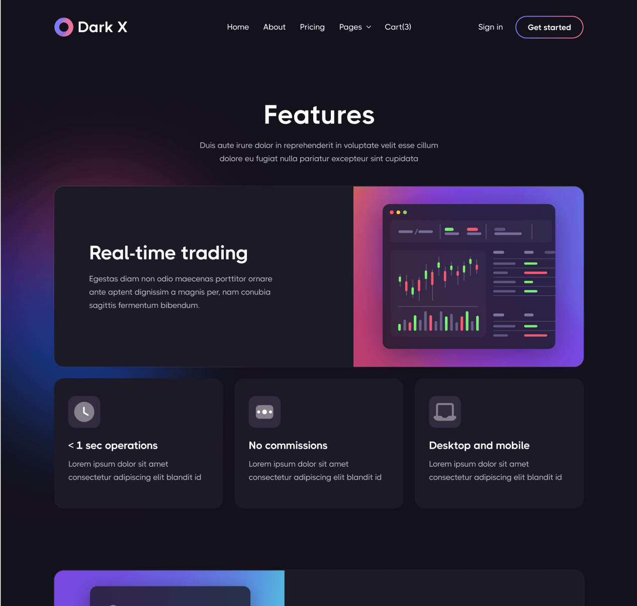 Features - Dark X Webflow Template
