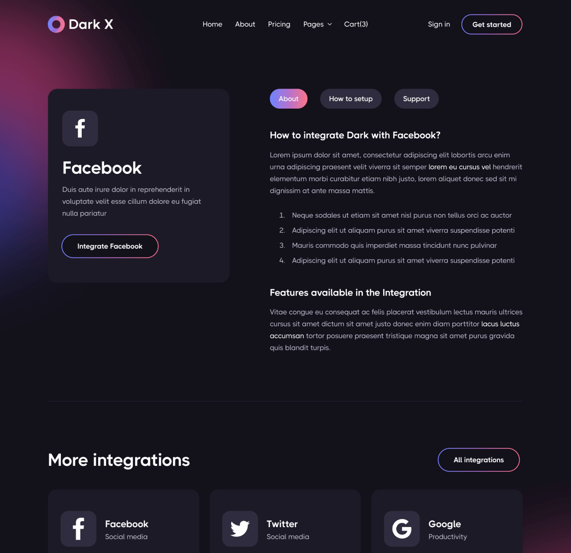 Integrations - Dark X Webflow Template