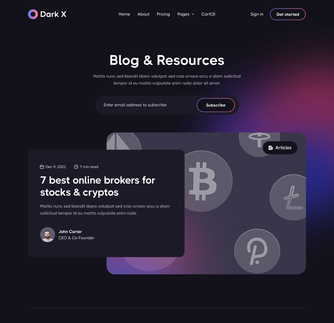 Blog Page - Dark X Webflow Template