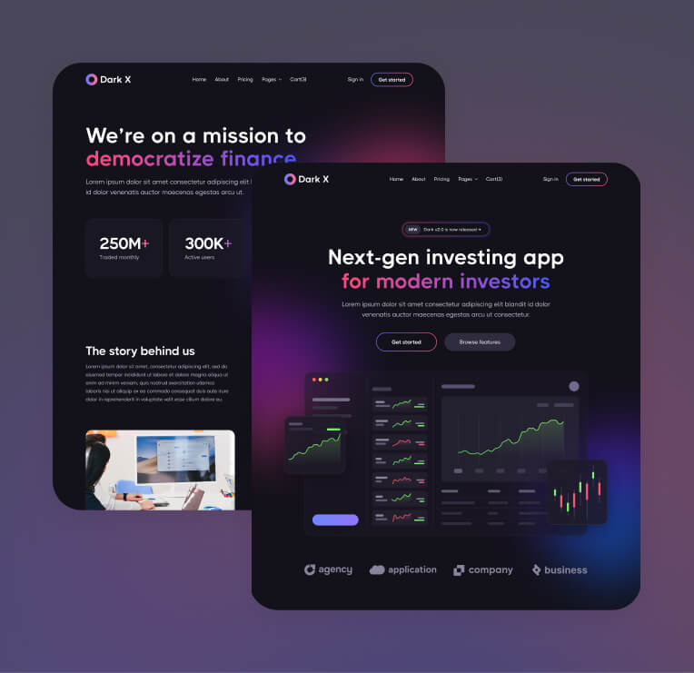 Pages Included - Dark X Webflow Template
